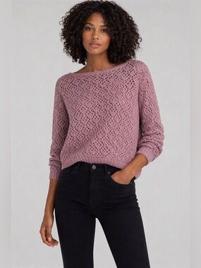 #118 🌷Moon & Madison Open-Knit Mauve Sweater - Small